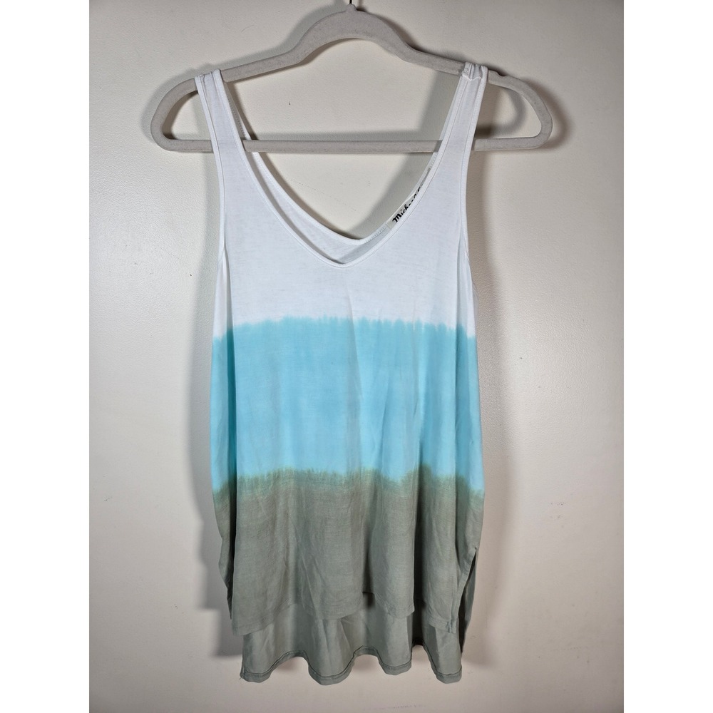 Michael Stars Tank Top Womens OS Blue Ombre Sleeveless V-Neck Beachy Casual USA